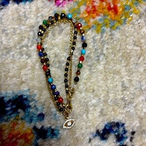 Evil eye multi layer beaded bracelet